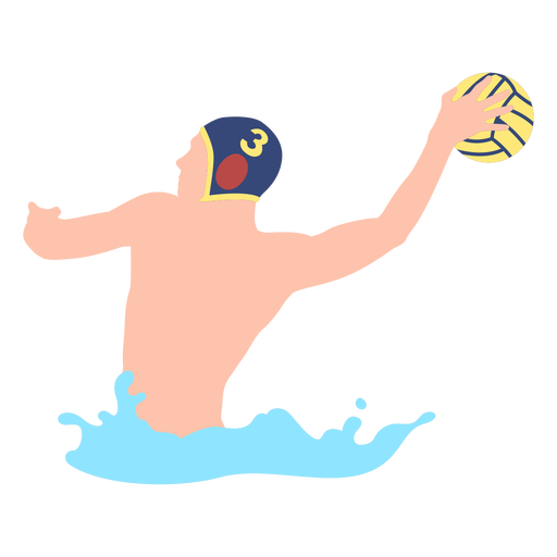 Jogador de pólo aquático atirando bola plana Desenho PNG