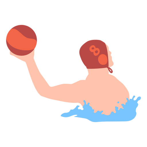 Jogador de pólo aquático destro jogando bola plana Desenho PNG