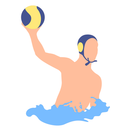 Jugador de waterpolo diestro lanzando pelota plana Diseño PNG