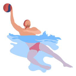 Waterpolo player in water flat PNG Design