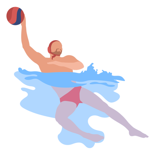 Waterpolo player in water flat PNG Design