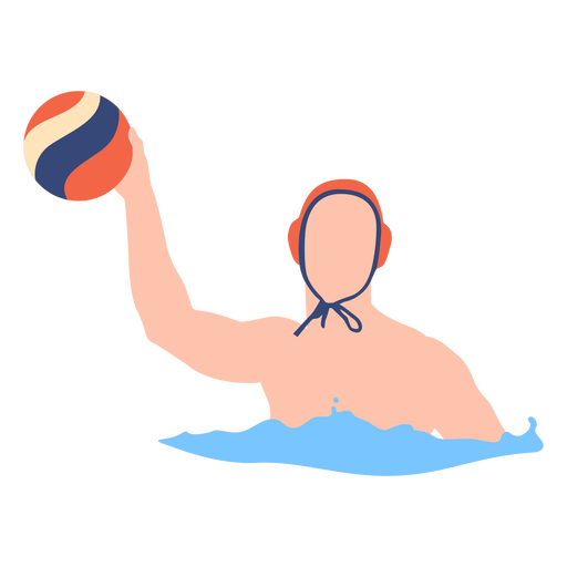 Jugador de waterpolo con pelota plana