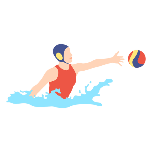 Waterpolo player girl passing ball flat PNG Design