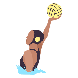 Waterpolo player girl with ball PNG Design