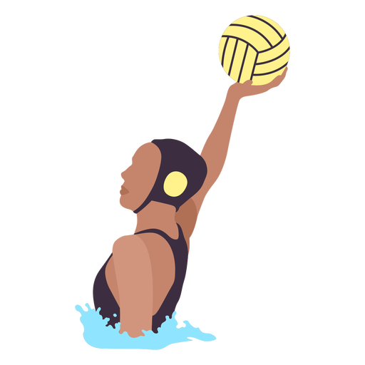 Chica jugadora de waterpolo con pelota Diseño PNG