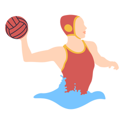 Chica jugadora de waterpolo lanzando pelota Diseño PNG