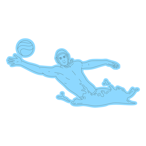 Jogador de pólo aquático alcançando a arte da linha de bola Desenho PNG