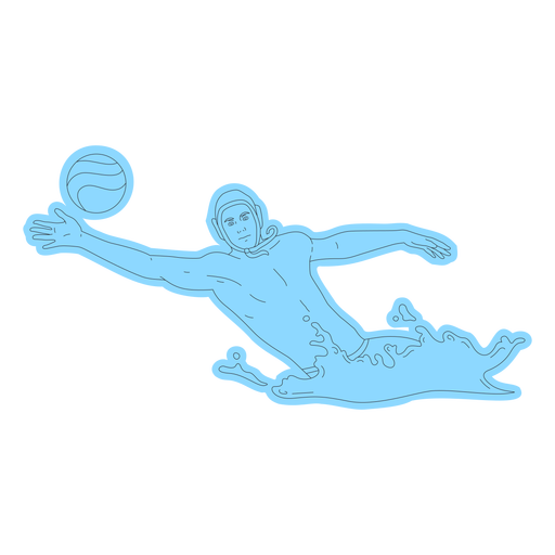 Jugador de waterpolo alcanzando la línea de arte de la bola Diseño PNG