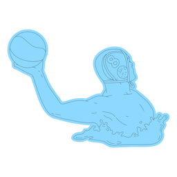 Jugador de waterpolo lanzando la pelota desde detrás de la línea de arte Diseño PNG