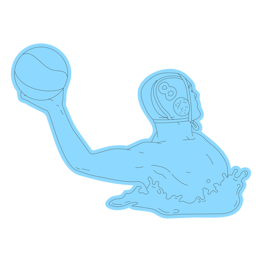 Jogador de pólo aquático jogando bola por trás da arte da linha