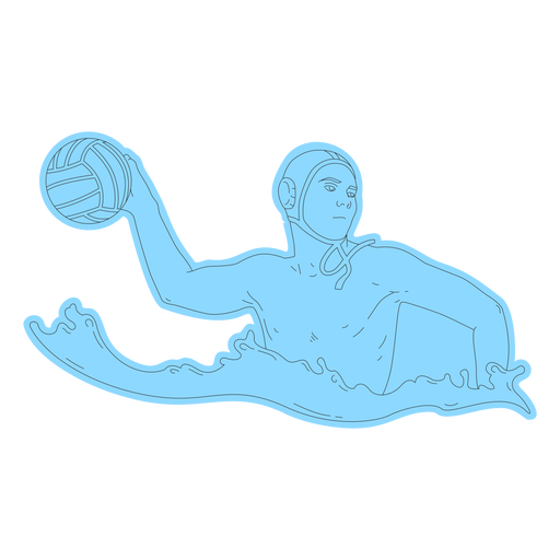 Homem de jogador de pólo aquático jogando arte de linha de bola Desenho PNG