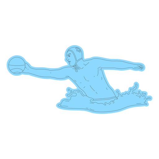 Waterpolo player with ball line art PNG Design