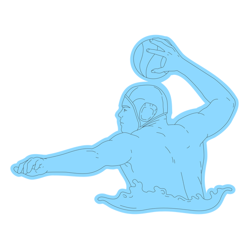 Waterpolo player throwing ball line art PNG Design
