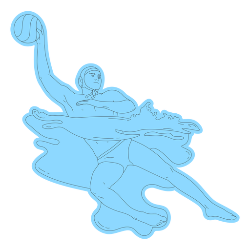 Waterpolo player in water line art PNG Design