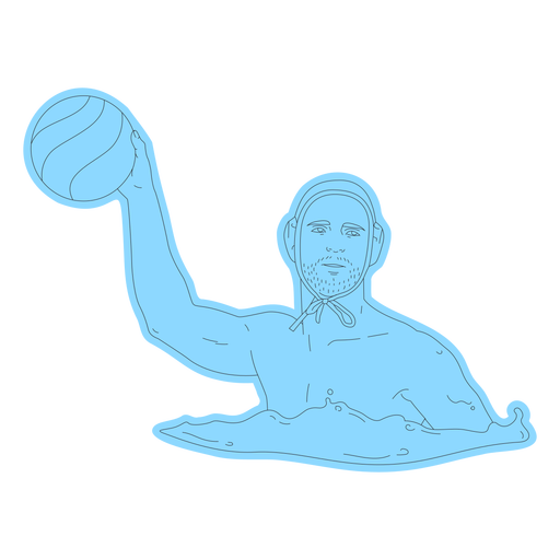 Waterpolo player frontal with ball line art PNG Design