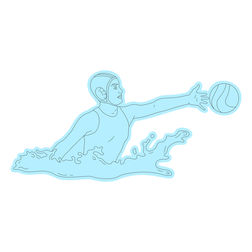 Chica jugadora de waterpolo alcanzando la línea de arte de la bola Diseño PNG