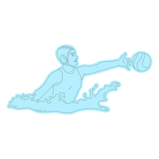 Waterpolo player girl reaching ball line art PNG Design