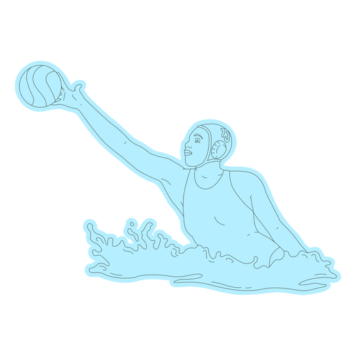 Chica jugadora de waterpolo alcanzando la línea de arte de la bola Diseño PNG