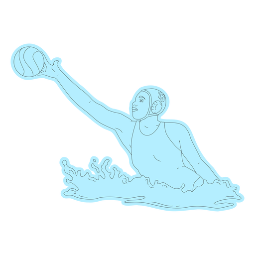 Waterpolo girl player reaching ball line art PNG Design
