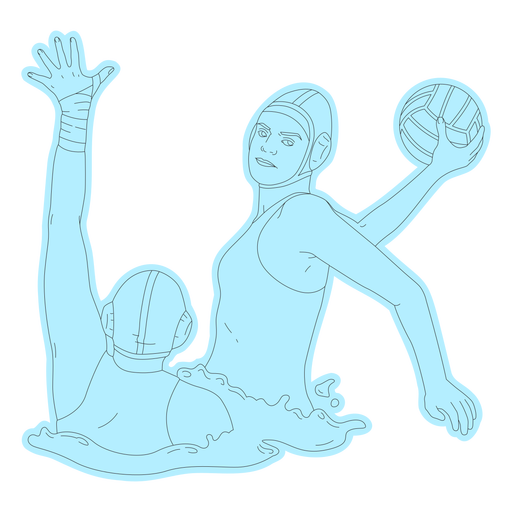 Wasserball-Mädchen, das Balllinienkunst schießt PNG-Design