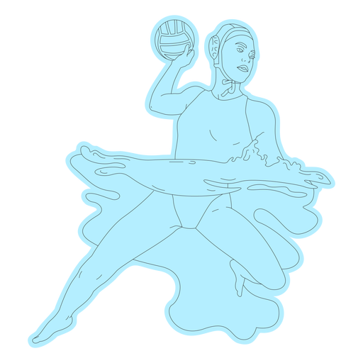 Waterpolo player girl in water line art PNG Design