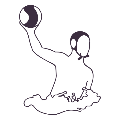 Wasserballspieler f?llte Schlag mit Ball PNG-Design