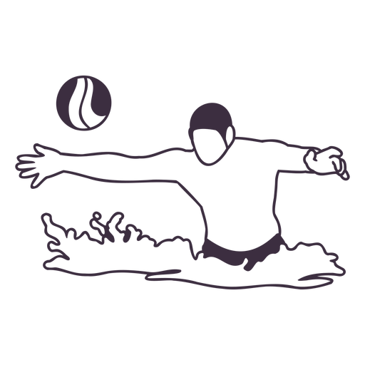 Waterpolo player catching ball filled stroke PNG Design
