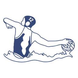 Chica jugadora de waterpolo lanzando una bola llena de trazo Diseño PNG