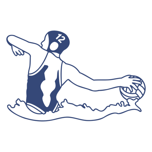 Waterpolo player girl throwing ball filled stroke PNG Design