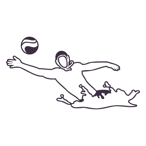 Waterpolo player reaching ball filled stroke PNG Design