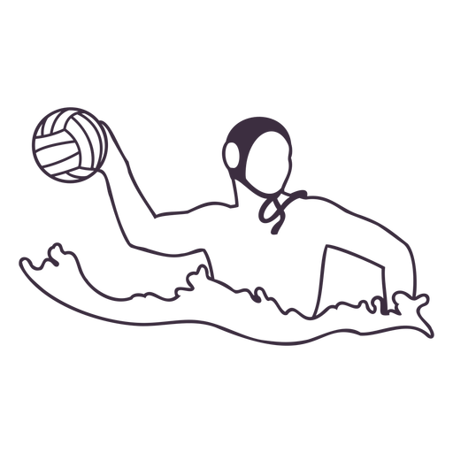 Waterpolo player throwing ball filled stroke PNG Design