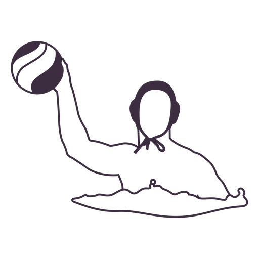 Waterpolo player with ball filled stroke PNG Design