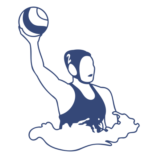 Right handed waterpolo player throwing ball filled stroke PNG Design