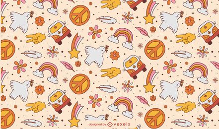 Diseño de patrón de doodle de día de la paz hippy Diseño de patrón de doodle de día de la paz hippy