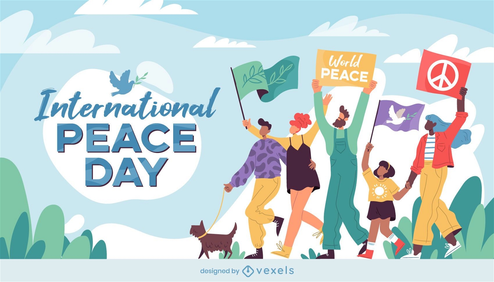 International peace day march illustration