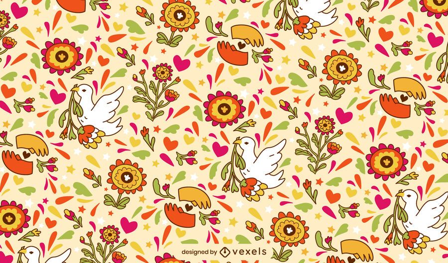Peace day floral doodle pattern design Peace day floral doodle pattern design