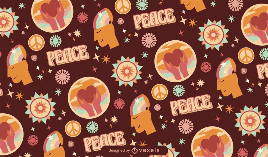 Peace day hippy retro pattern design Peace day hippy retro pattern design
