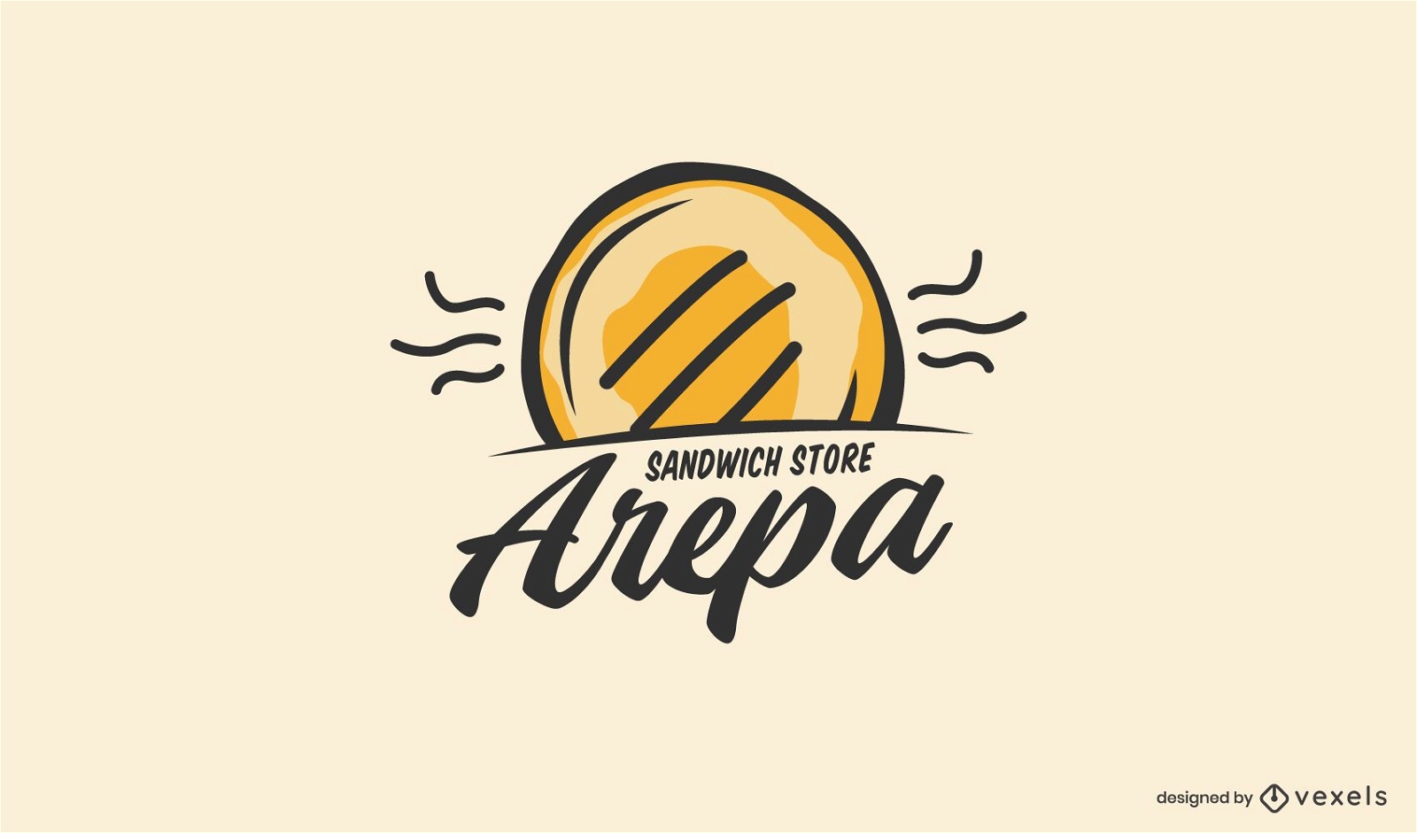 Food store arepa doodle logo design
