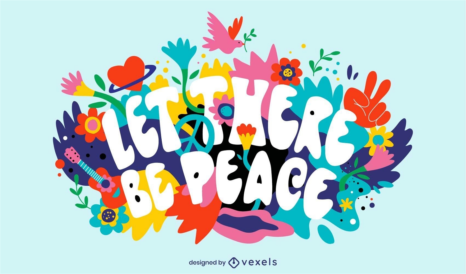 Bunte mit Blumenillustration des Friedenstages