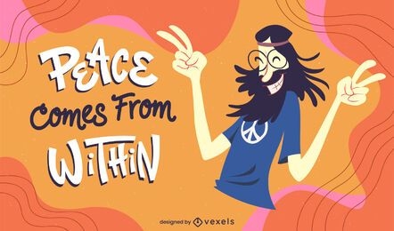 Peace day hippie character illustration