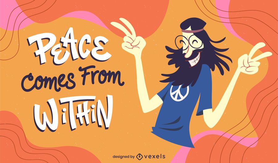 Peace day hippy character illustration Peace day hippy character illustration