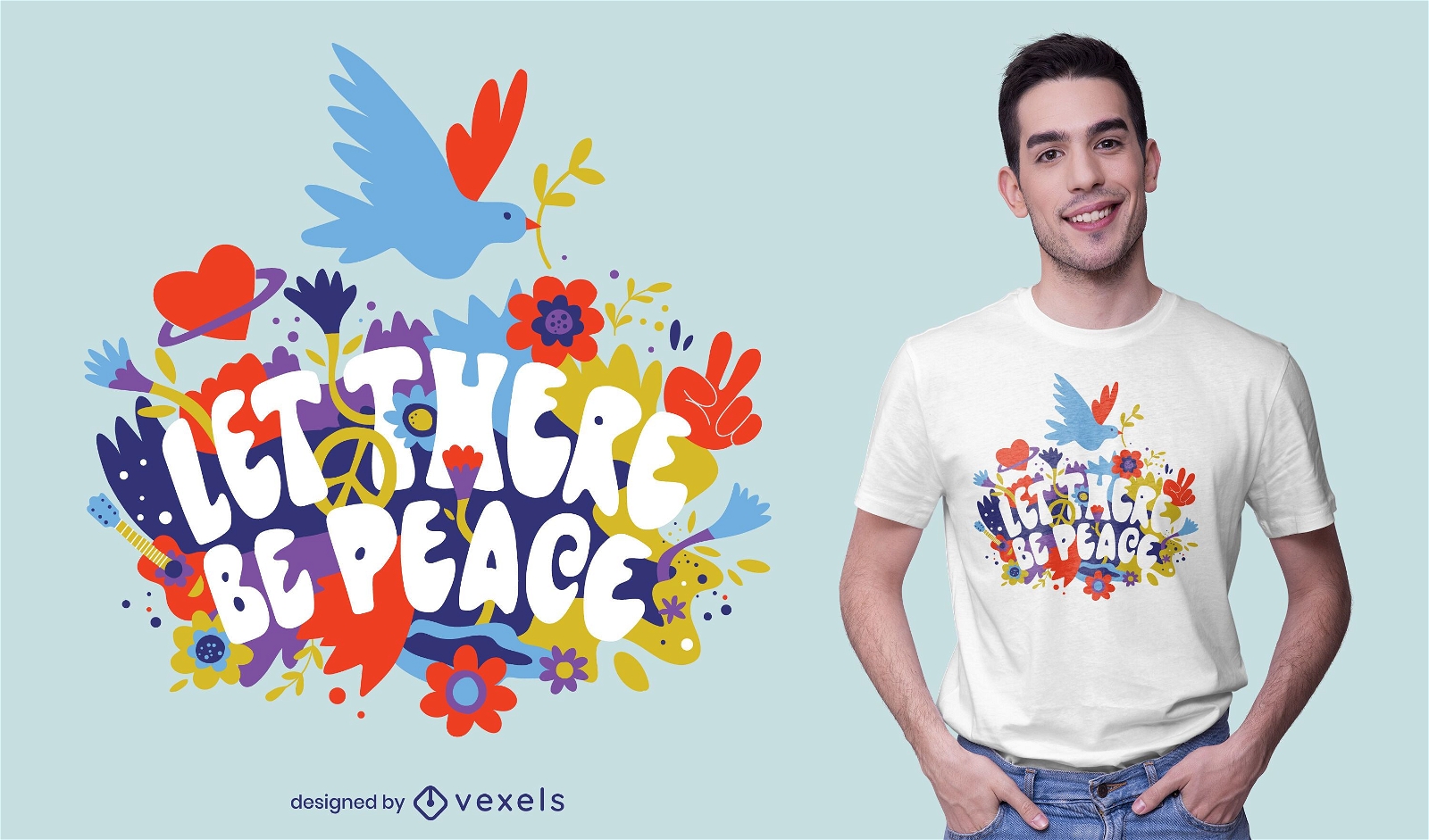 Peace day floral quote t-shirt design