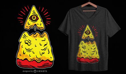 Design de t-shirt illuminati de fatia de pizza