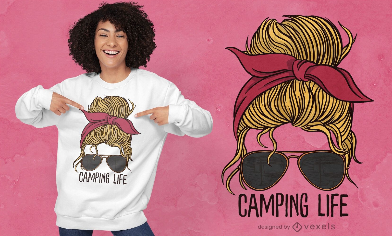 Camping life woman t-shirt design