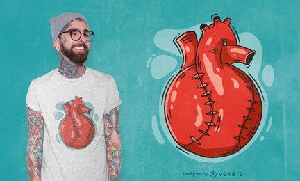 Diseño de camiseta de bola con forma de corazón