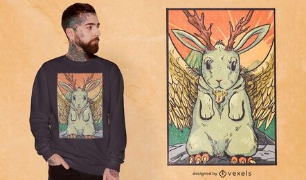 Design mítico de t-shirt com criatura de coelho