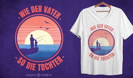 Desenho de t-shirt de pesca para pai e filha