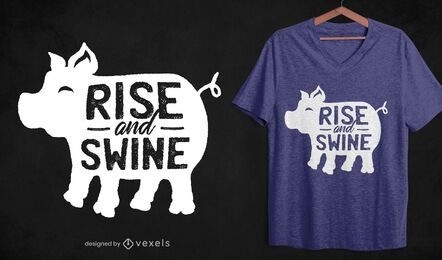 Diseño de camiseta de silueta de cita de cerdo