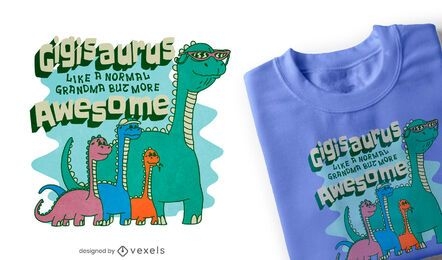 Design de t-shirt da família de dinossauros da avó