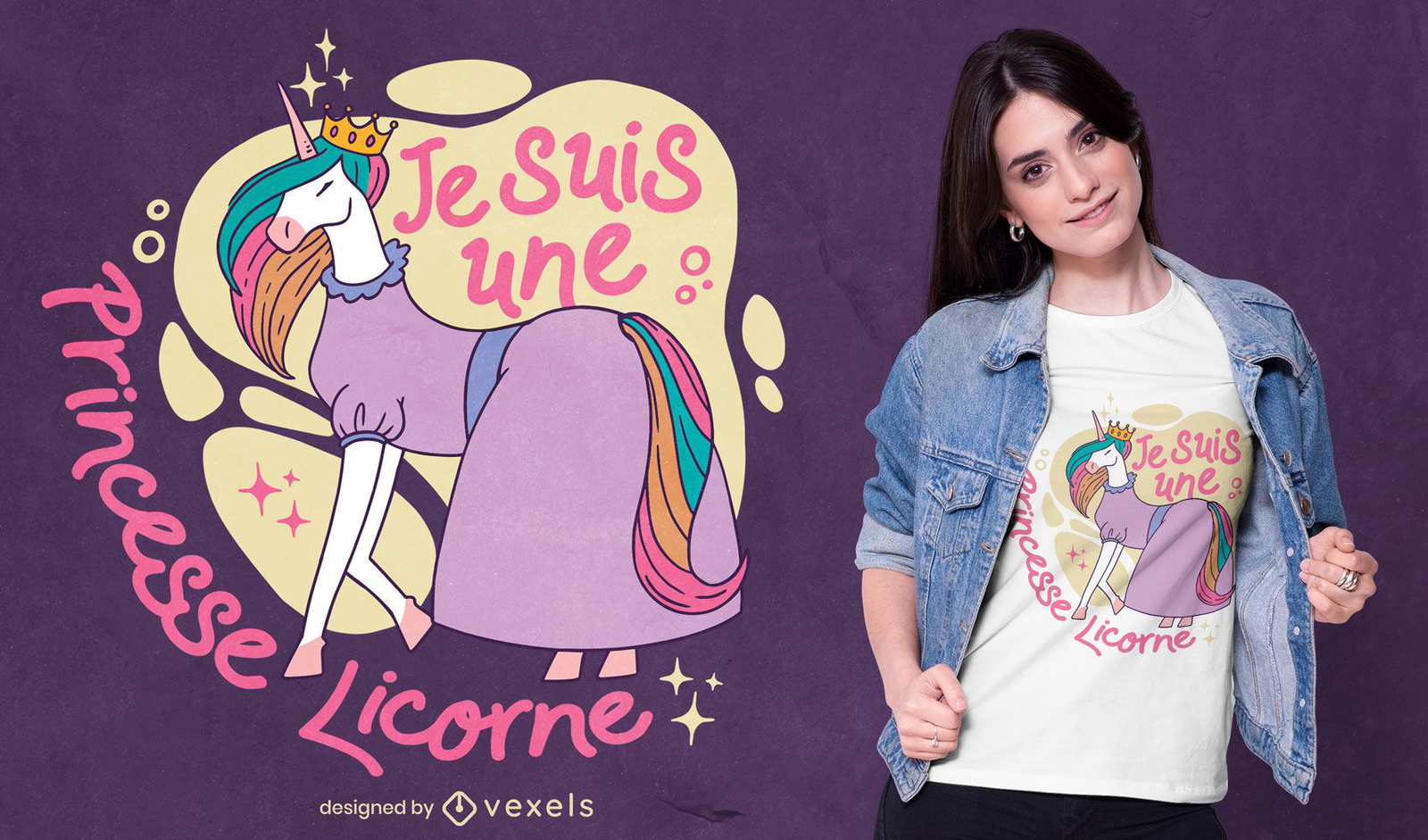 Franz?sisches Zitat-T-Shirt-Design der Einhornprinzessin